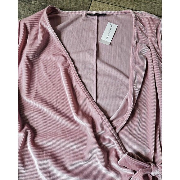 Lane Bryant (NEW) Classic Blouson-Sleeve Surplice Tie Velour Top - Picture 8 of 11